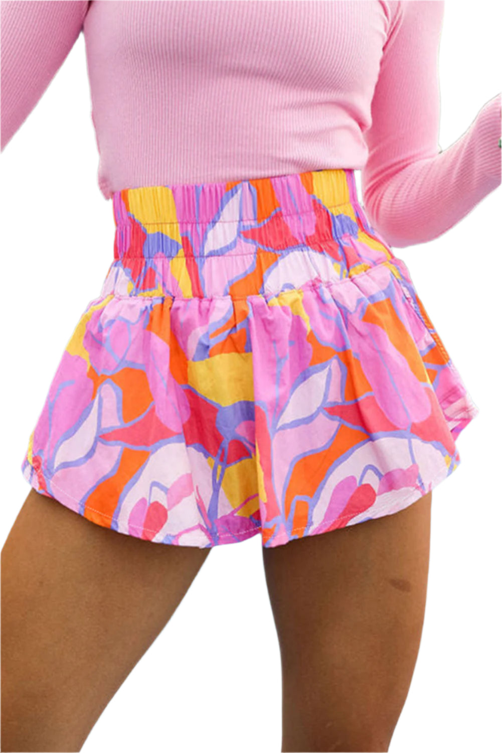 Dame Shorts med Smock Midje og Abstrakt Mønster 0