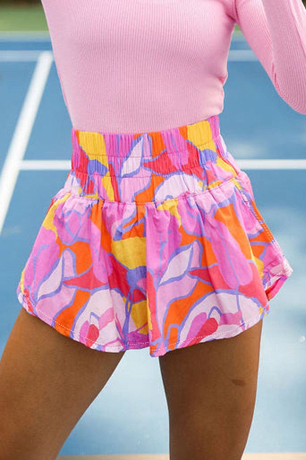 Dame Shorts med Smock Midje og Abstrakt Mønster 4