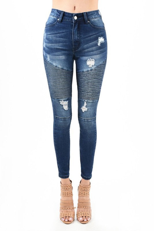 Dame Skinny Jeans Høy Midje Ødelagte Denim 0