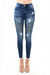 Dame Skinny Jeans Høy Midje Ødelagte Denim 0