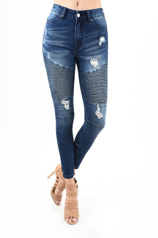Dame Skinny Jeans Høy Midje Ødelagte Denim 1