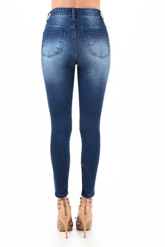 Dame Skinny Jeans Høy Midje Ødelagte Denim 3