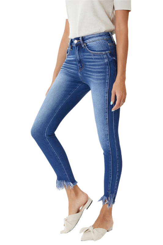 Dame Skinny Jeans Høy Midje med Detaljer 0