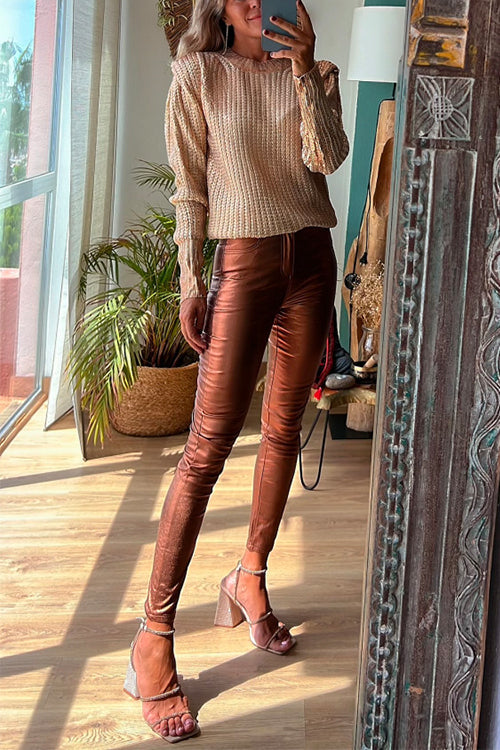 Dame Skinny Legging Bukser Metallisk Stil 1