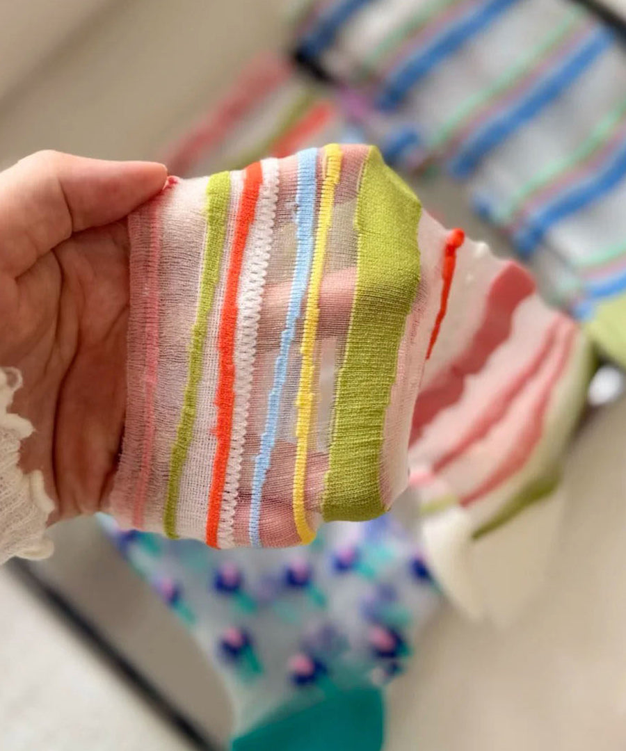 Dame Sokker Colorblock Gjennomsiktig Mesh Midt på leggen 4