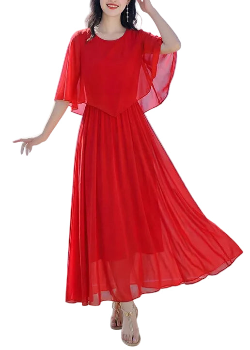 Dame Sommerkjole O-hals Patchwork Design 0