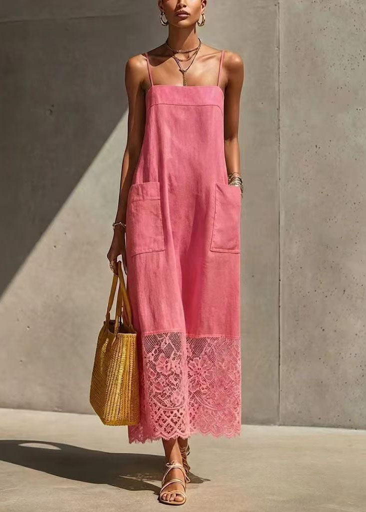 Dame Sommerkjole Patchwork med Spaghettistropper 2