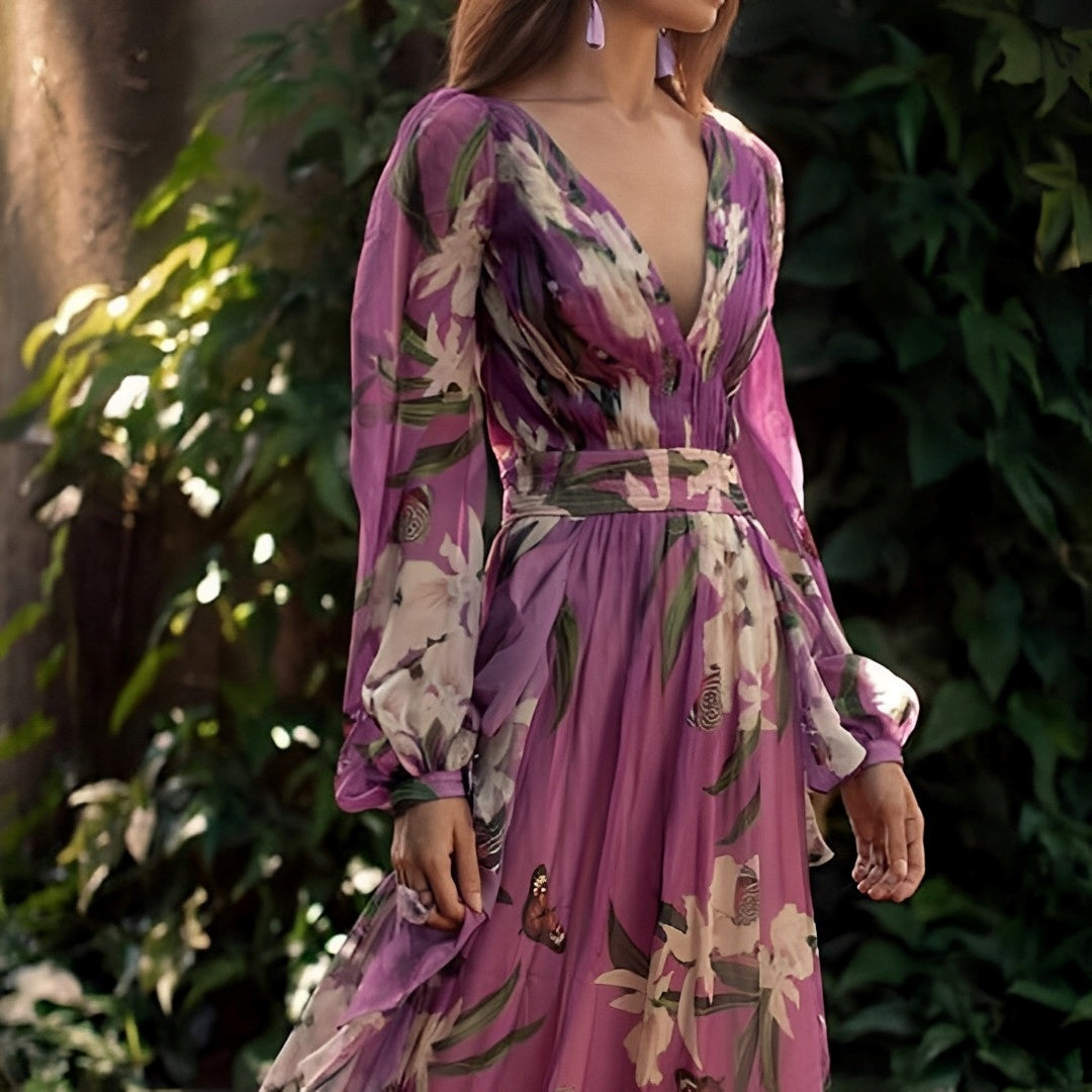 Dame Sommerkjole med Blomstermønster Flytende Design 2