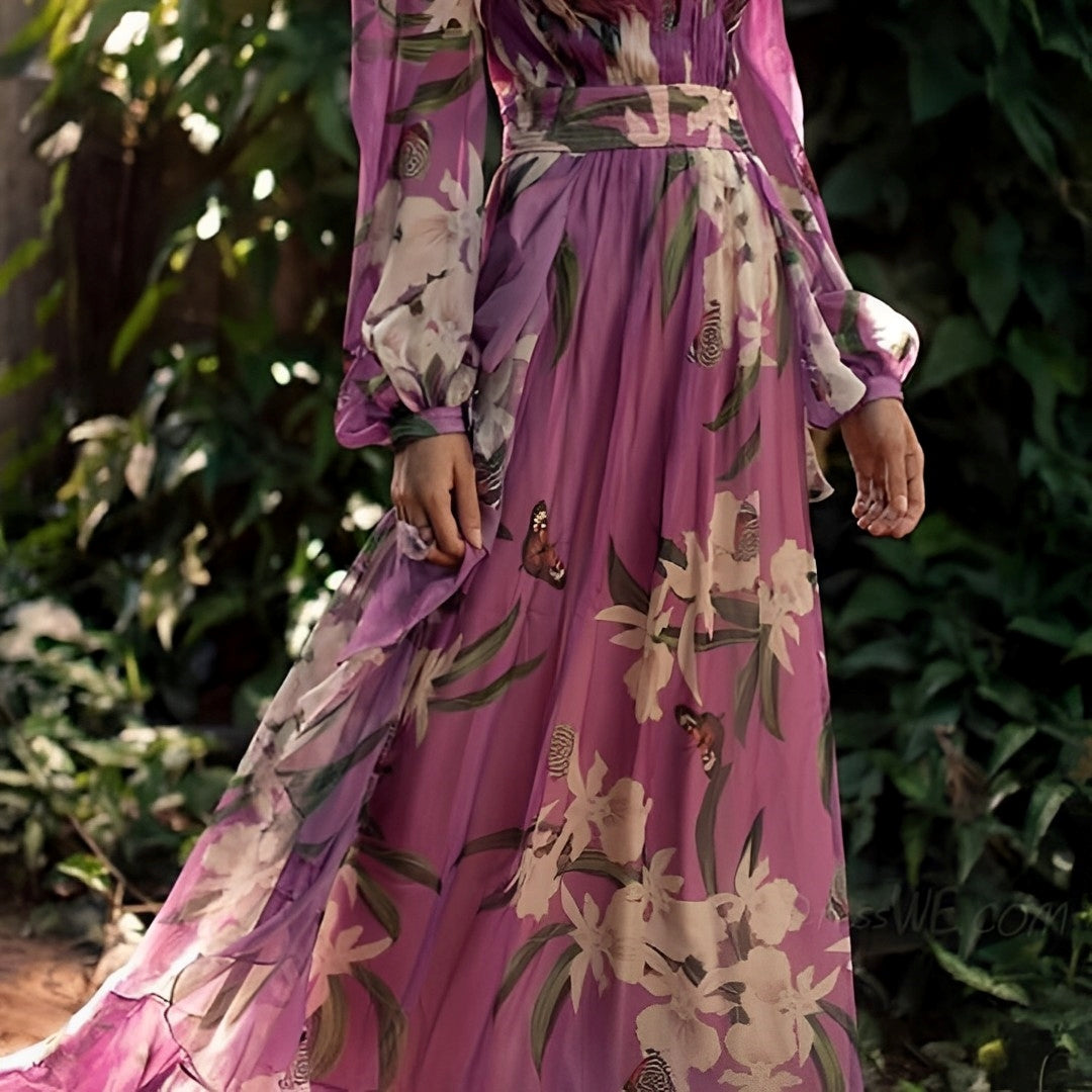 Dame Sommerkjole med Blomstermønster Flytende Design 3