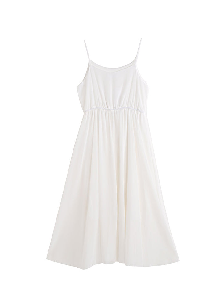 Dame Sommerkjole med Rynket Patchwork og Spaghettistropper 4