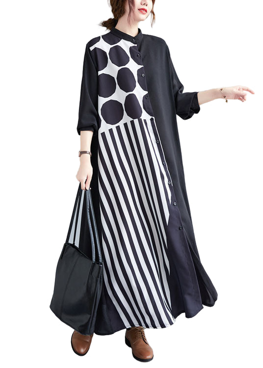 Dame Sommerkjole med Unikt Print og Patchwork Design 0