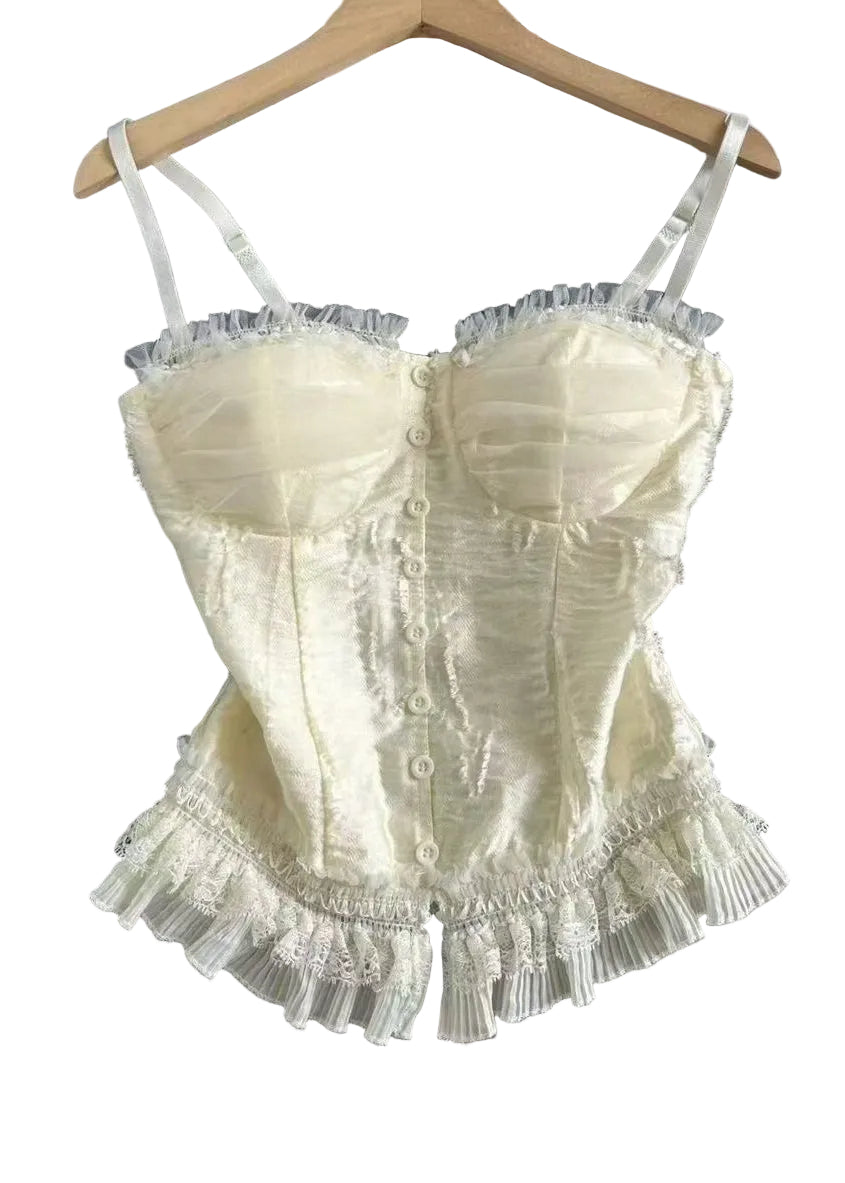 Dame Spaghetti Stropp Topp Patchwork Design 0