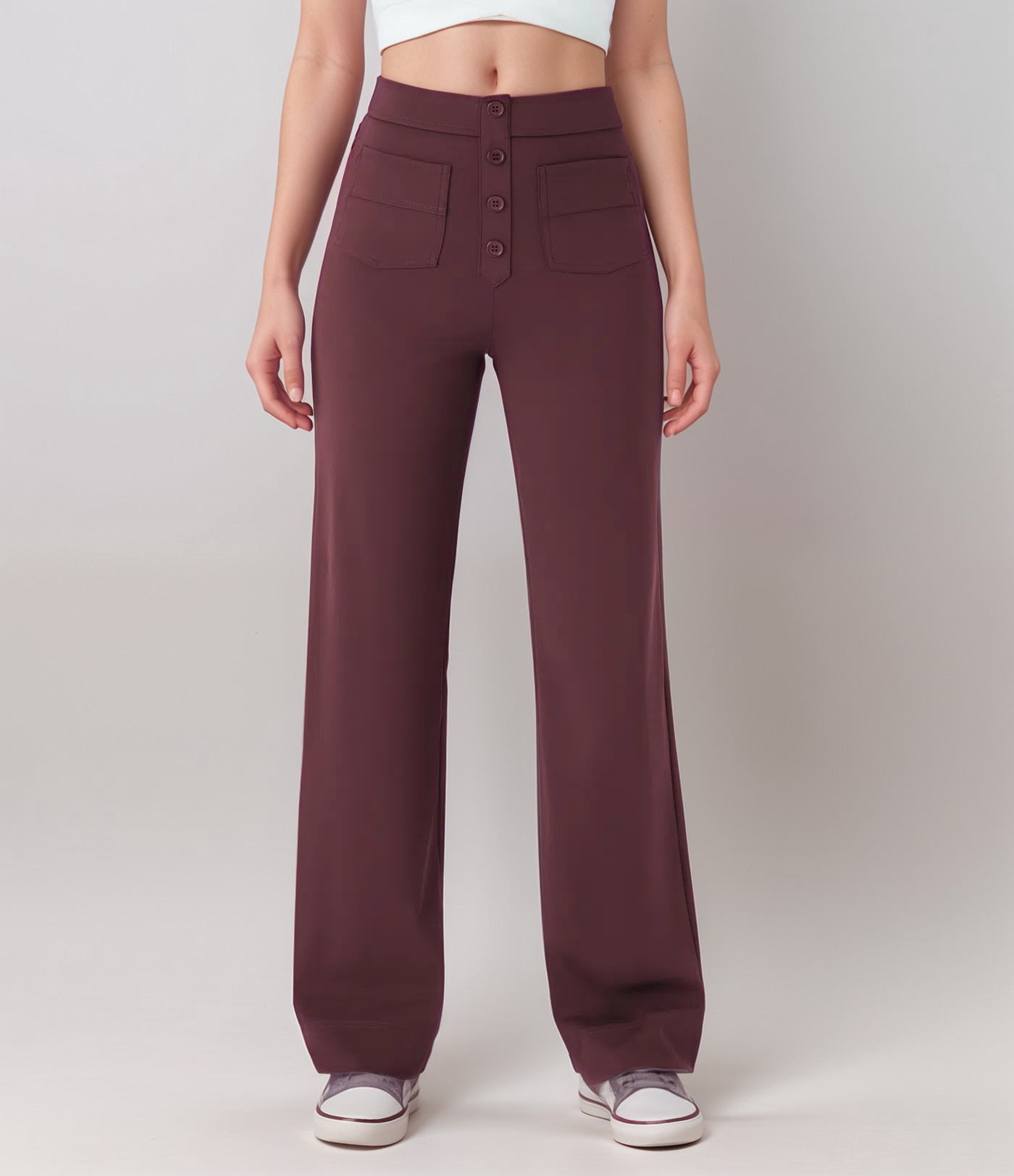 Dame Stretch Fit Bukser Høy Midje Bred Ben 11