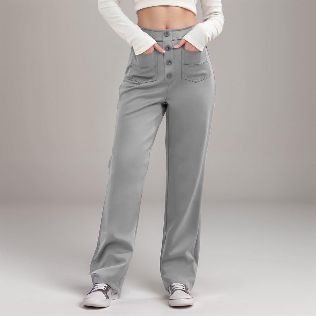 Dame Stretch Fit Bukser Høy Midje Bred Ben 12