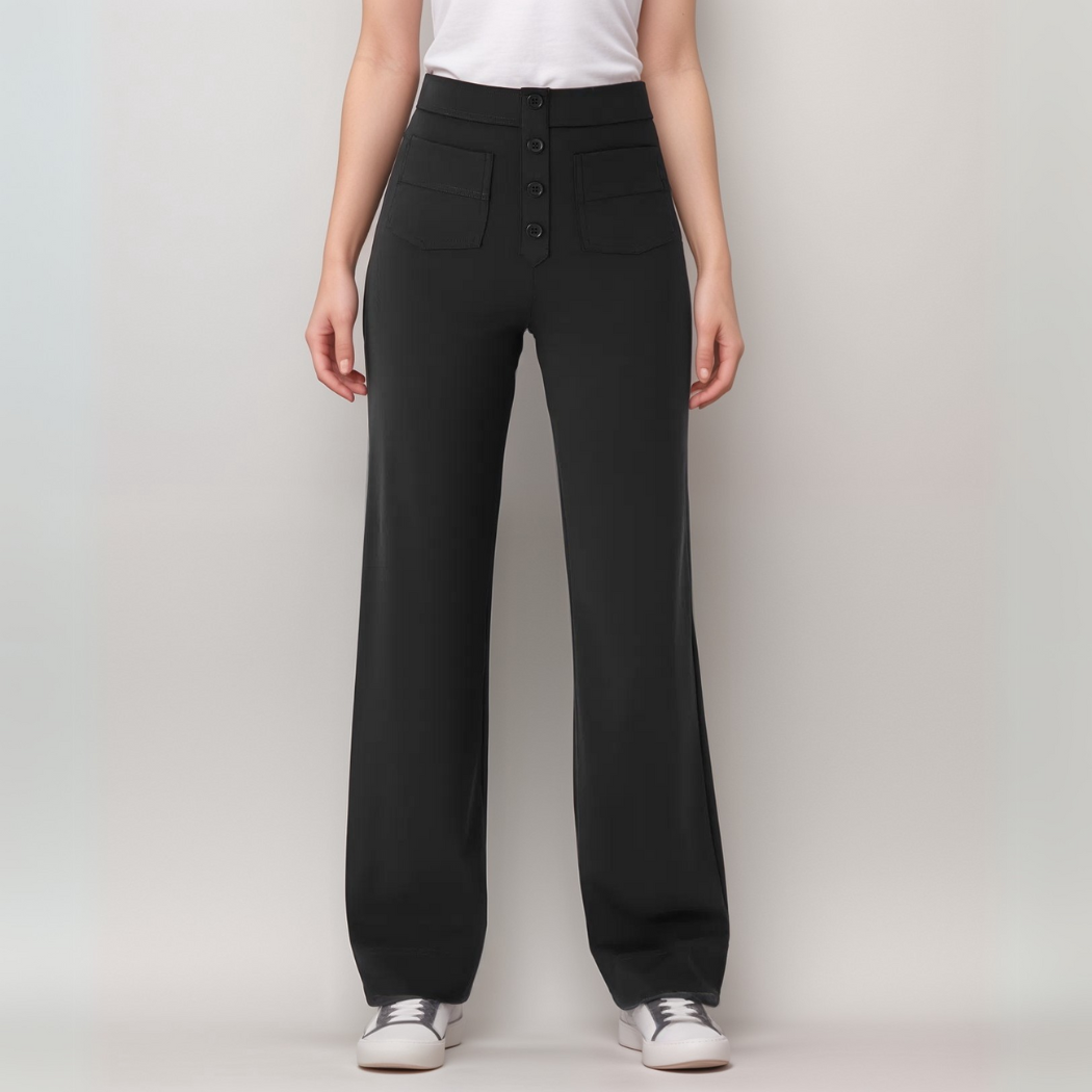 Dame Stretch Fit Bukser Høy Midje Bred Ben 2