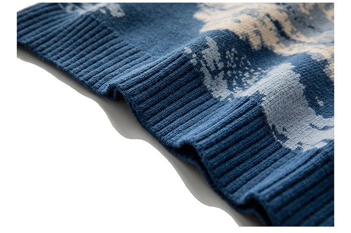 Dame Strikka Genser Oversize Med Unikt Fjellandskapsdesign 8