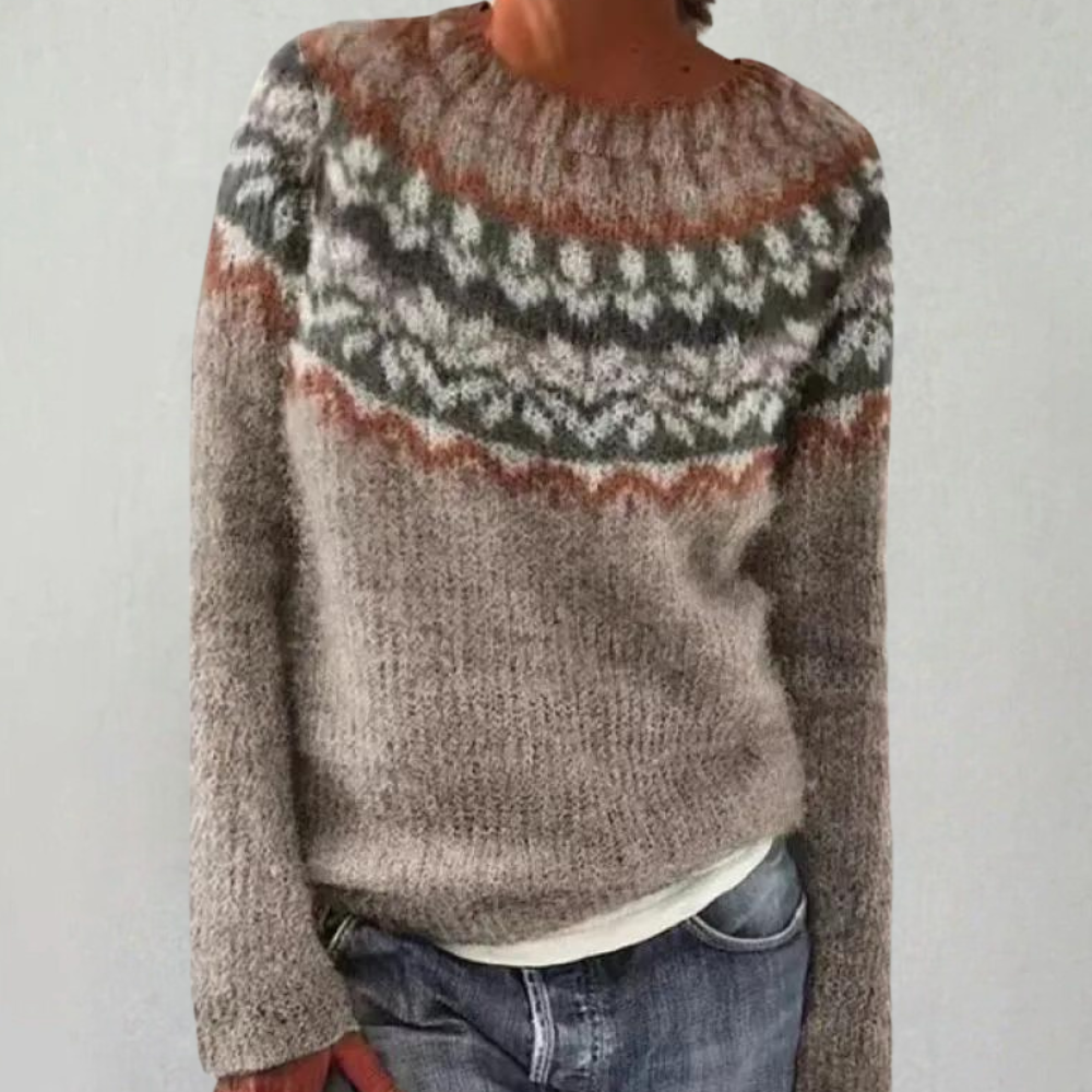 Dame Strikkegenser Retro med Koselig Stil 3
