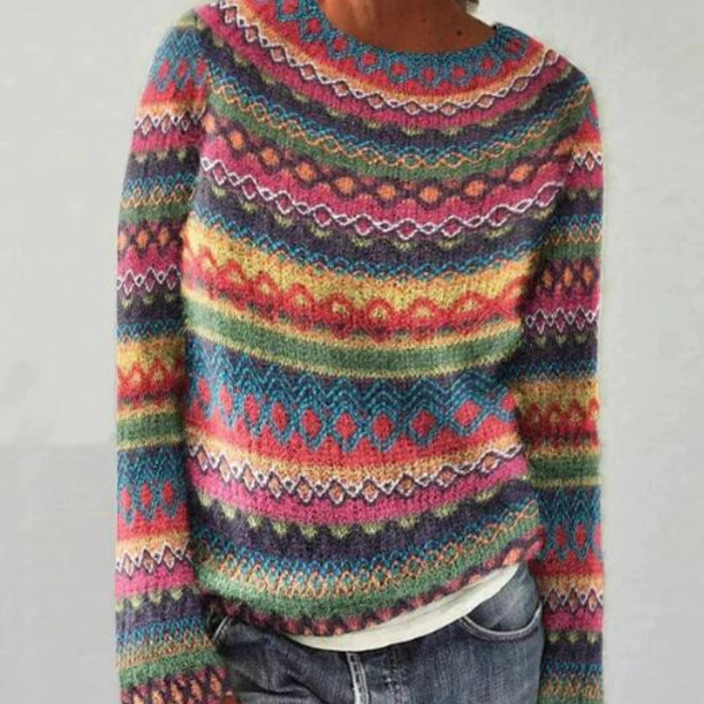 Dame Strikkegenser Retro med Koselig Stil 5