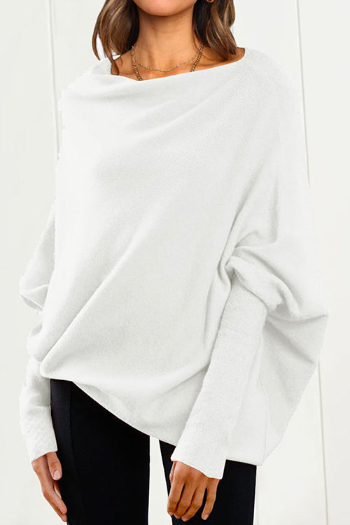 Dame Strikkegenser med Batwing-Ermer Moderne Avslappet Stil 1