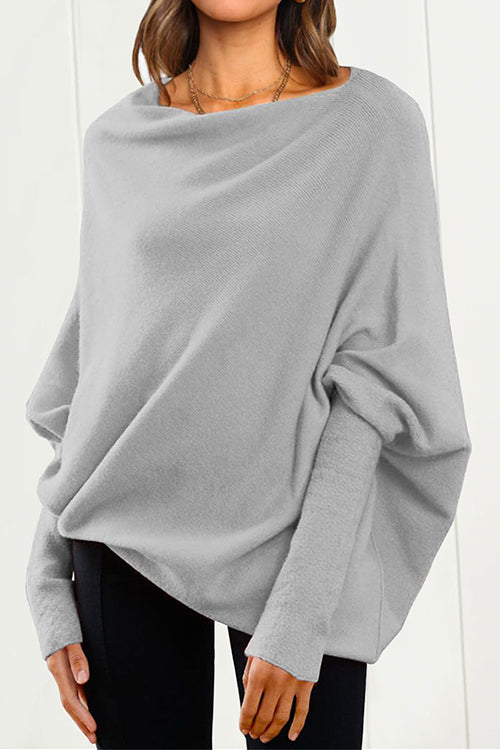 Dame Strikkegenser med Batwing-Ermer Moderne Avslappet Stil 2