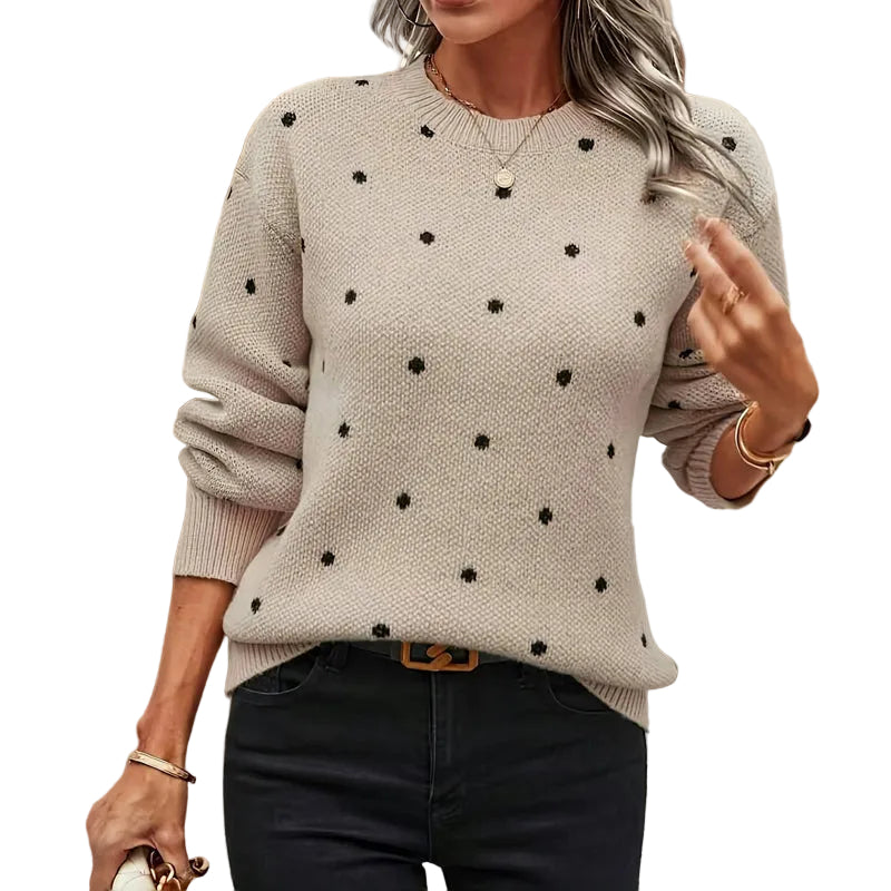 Dame Strikkegenser med Prikkete Design 0