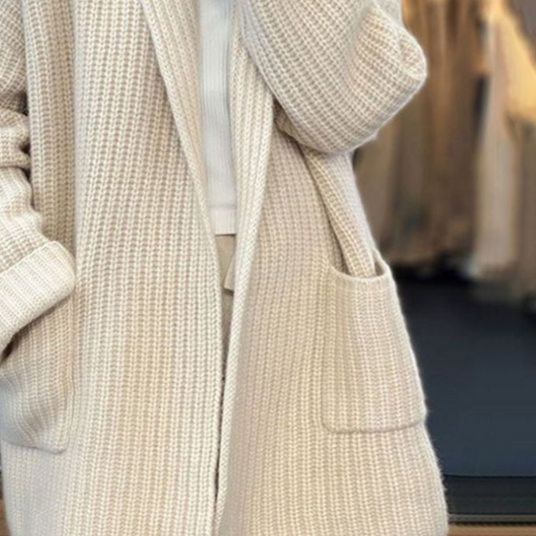 Dame Strikkejakke Høststrikket Langermet Cardigan 1