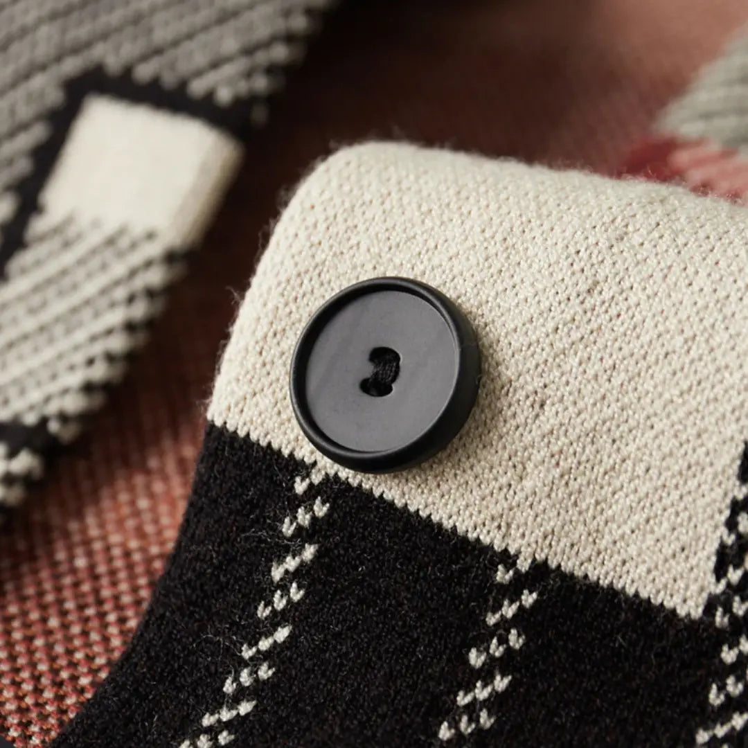 Dame Strikket Cardigan Med Abstrakt Mønster Moderne Stil 6