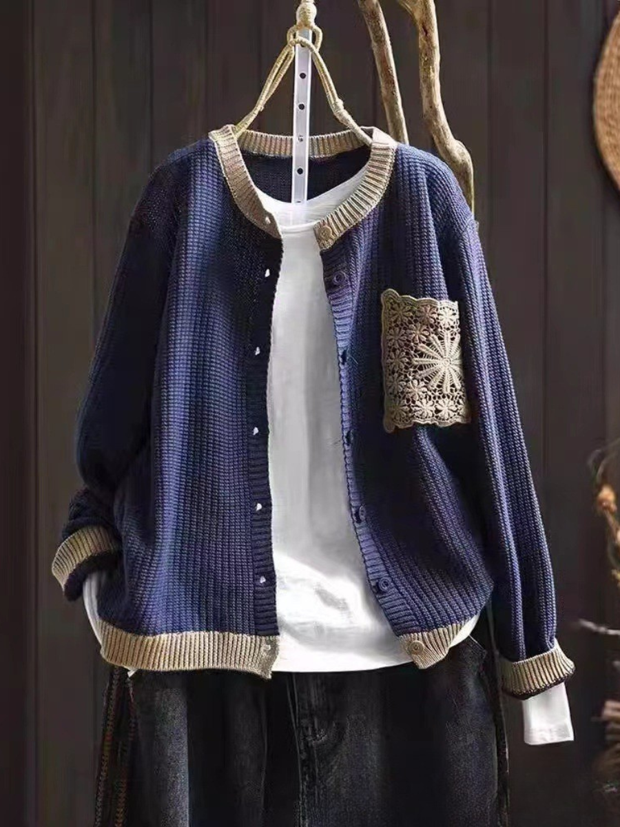 Dame Strikket Cardigan med Lommer - Klassisk og Komfortabel Stil 4