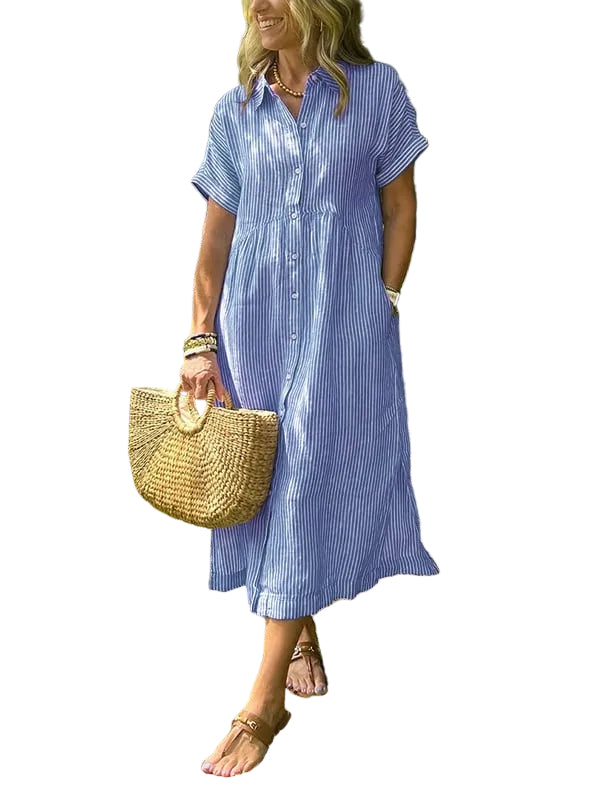 Dame Stripet Skjorte med Knapper 0