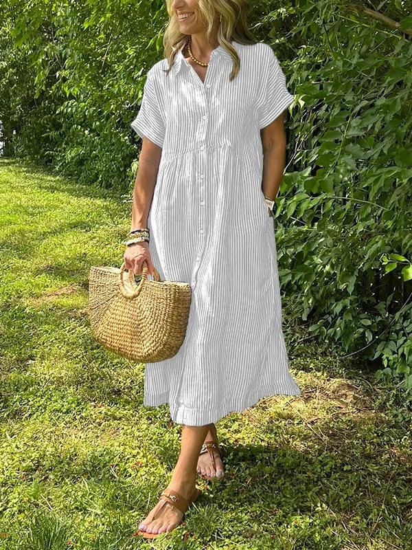 Dame Stripet Skjorte med Knapper 1