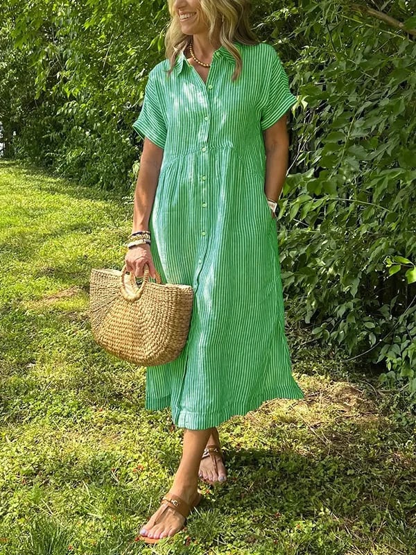 Dame Stripet Skjorte med Knapper 4