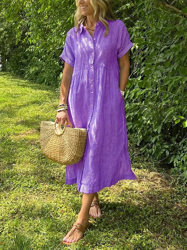 Dame Stripet Skjorte med Knapper 6
