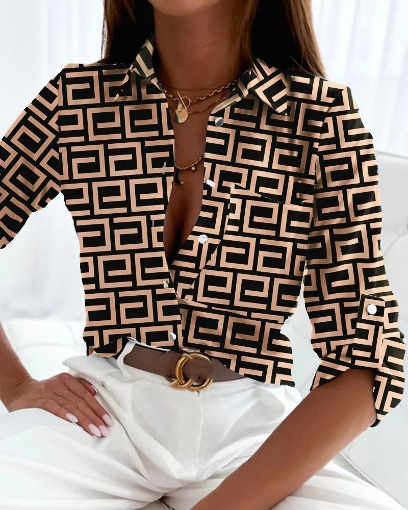 Dame Stripete Bluse Klassisk Stil 2