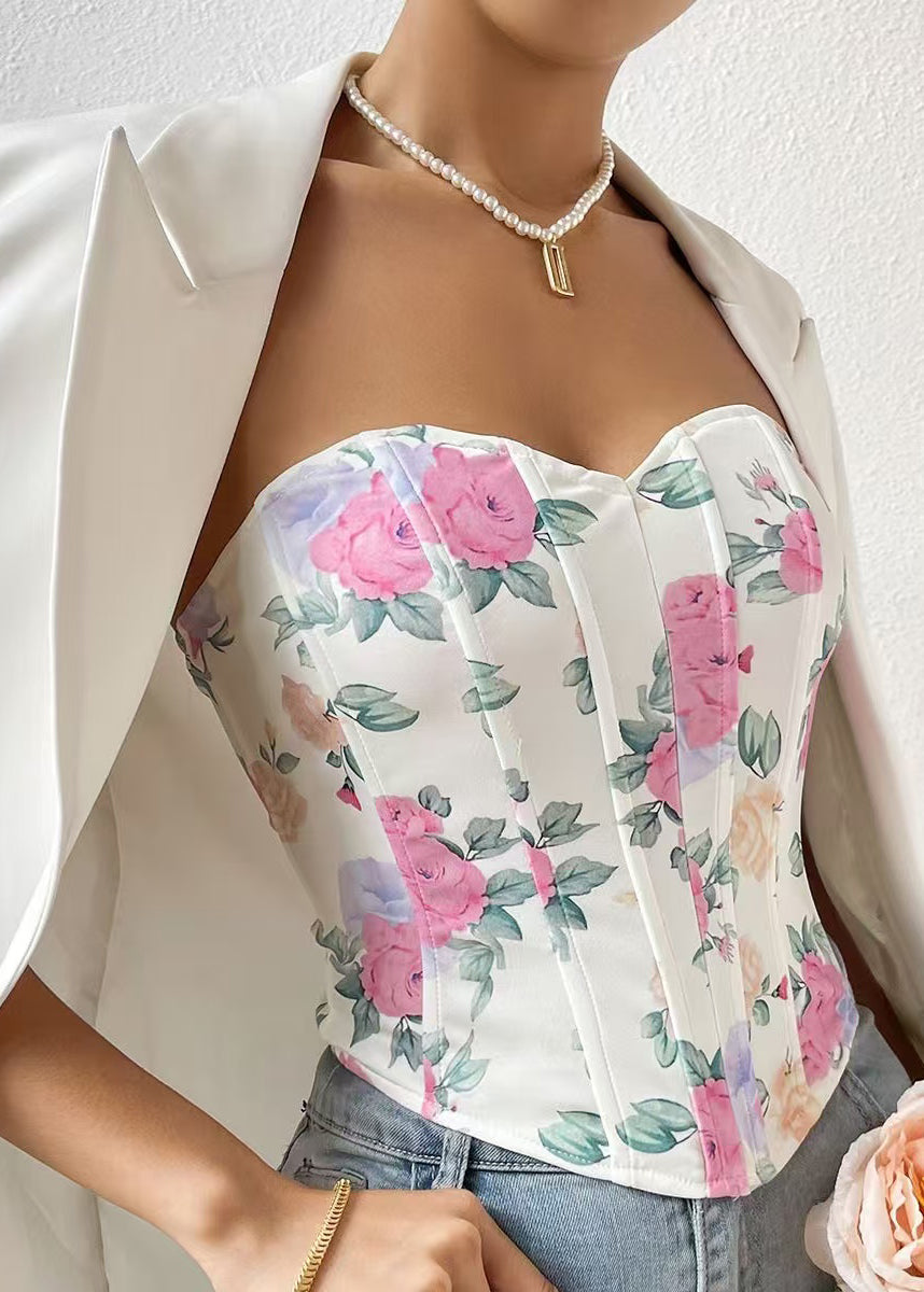 Dame Stroppeløs Tanktop Med Print Sommerstil 0