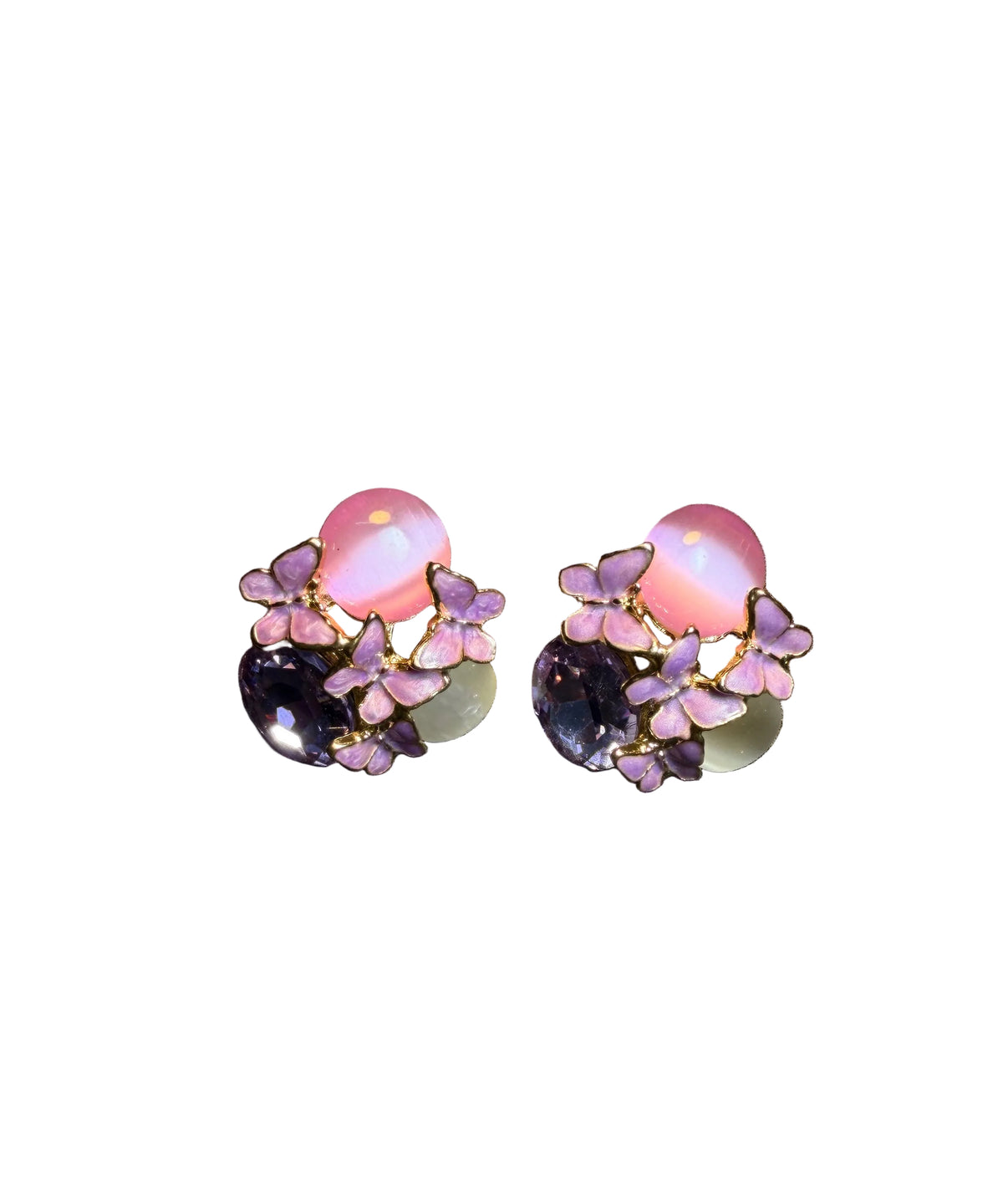 Dame Stud Øredobber Crystal Iris Design 0