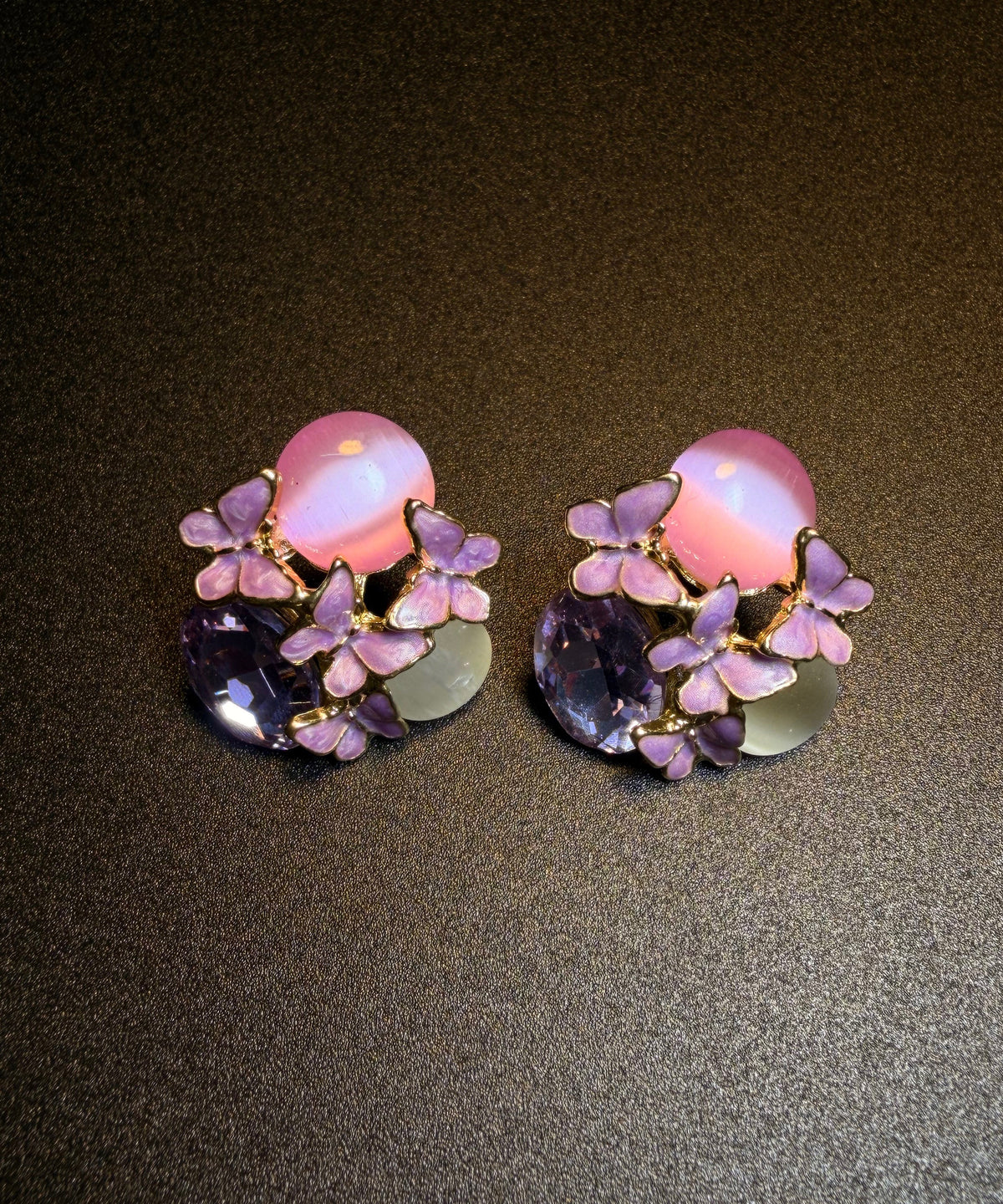 Dame Stud Øredobber Crystal Iris Design 2