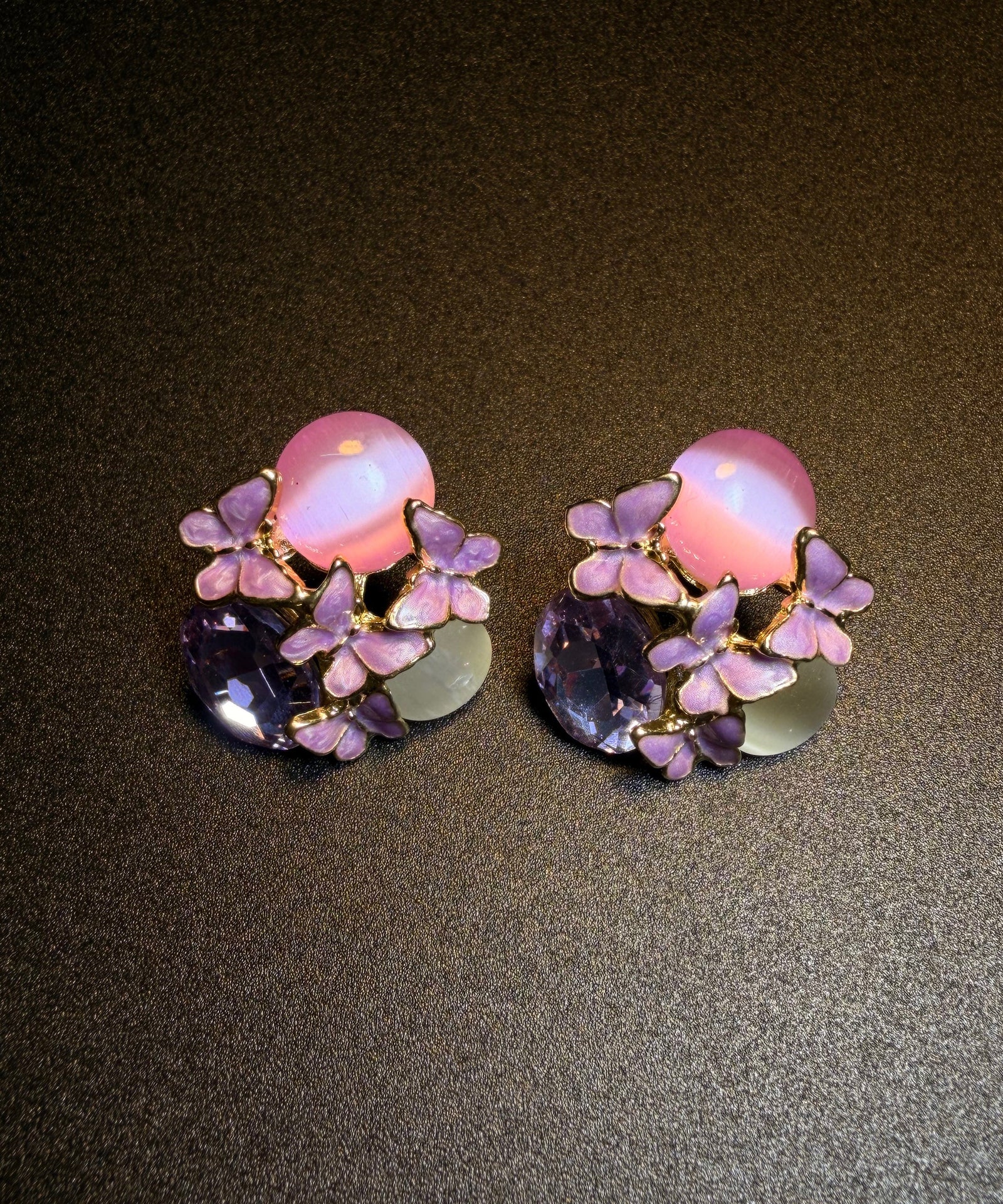 Dame Stud Øredobber Crystal Iris Design 2