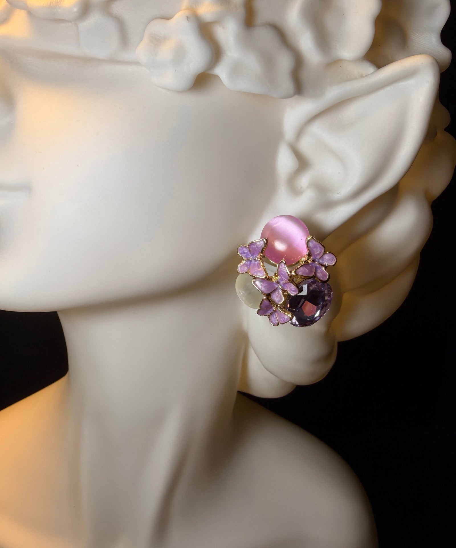 Dame Stud Øredobber Crystal Iris Design 3