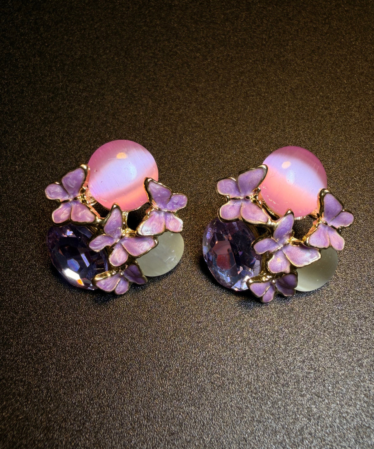 Dame Stud Øredobber Crystal Iris Design 4
