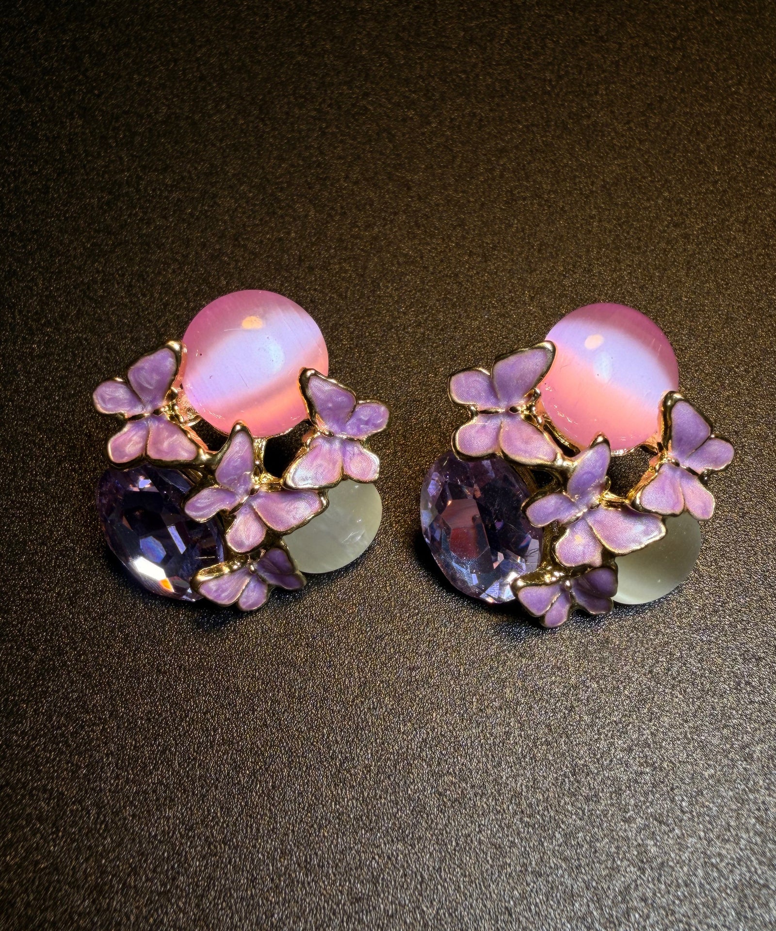 Dame Stud Øredobber Crystal Iris Design 4