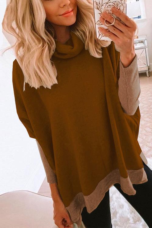 Dame Sweatshirt Langermet med Cowl Neck og Side Split 3
