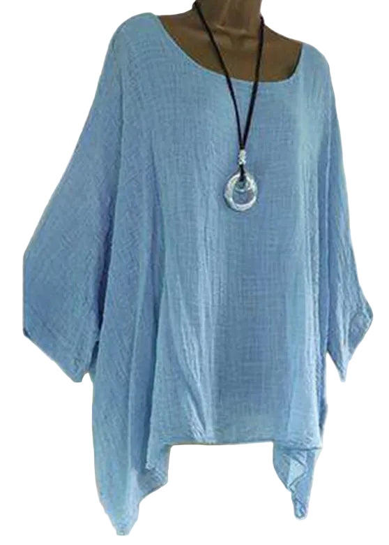 Dame T Skjorte Asymmetrisk O-hals Halv Erme Plus Size 0
