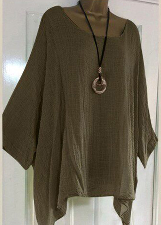 Dame T Skjorte Asymmetrisk O-hals Halv Erme Plus Size 2