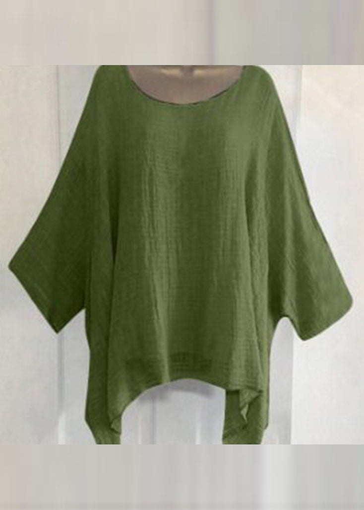 Dame T Skjorte Asymmetrisk O-hals Halv Erme Plus Size 3