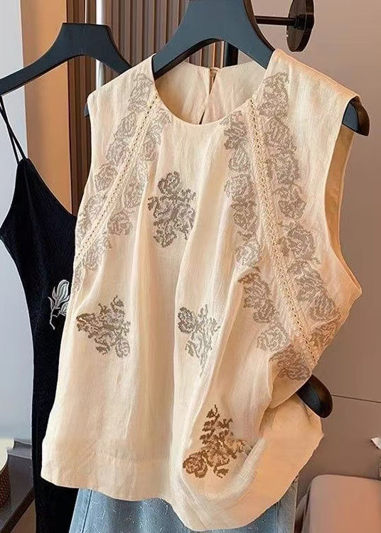 Dame Tank Topp med O-hals og Print 0