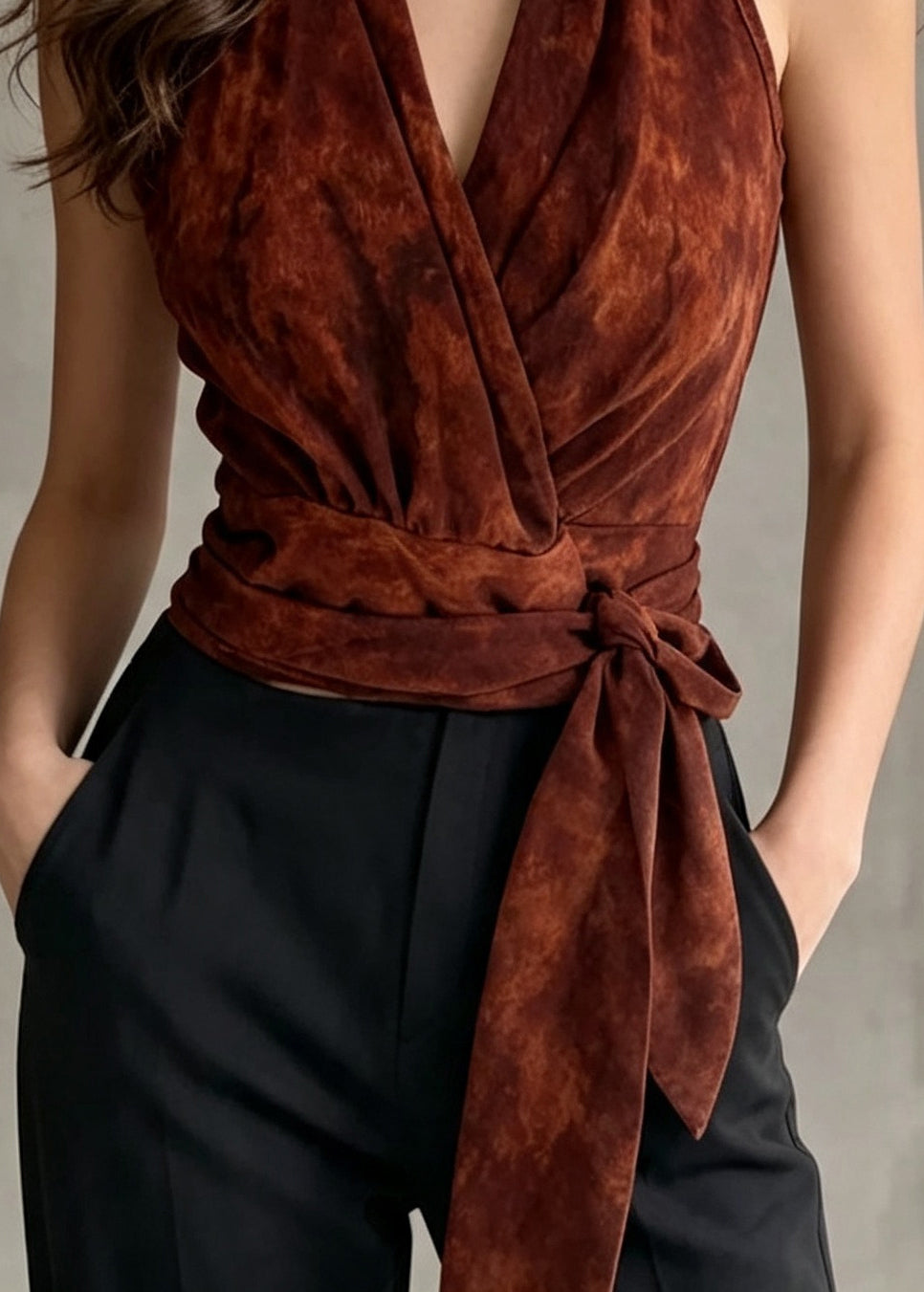 Dame Tanktop Halter med Midjebånd og Løs Passform 3