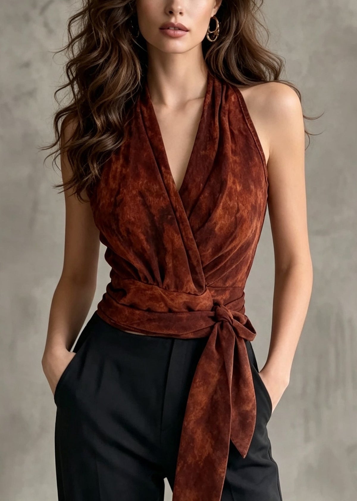 Dame Tanktop Halter med Midjebånd og Løs Passform 4
