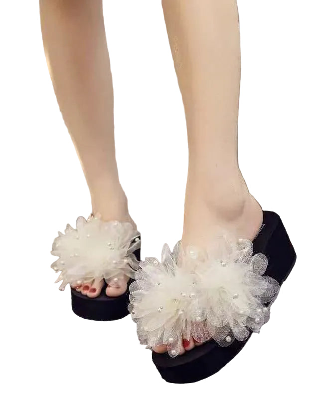 Dame Thong Sandaler med Blomsterperler 3