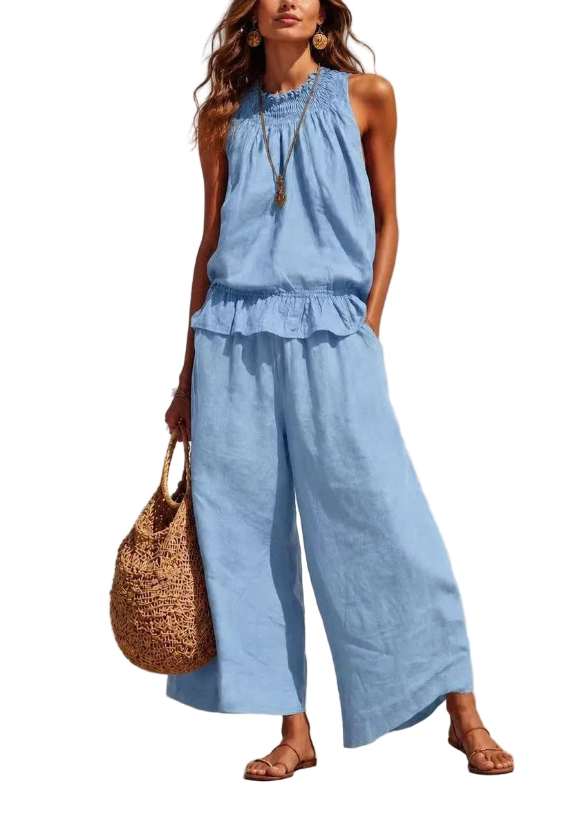 Dame To-delt Sett Cold Shoulder Casual Sommer Stil 0