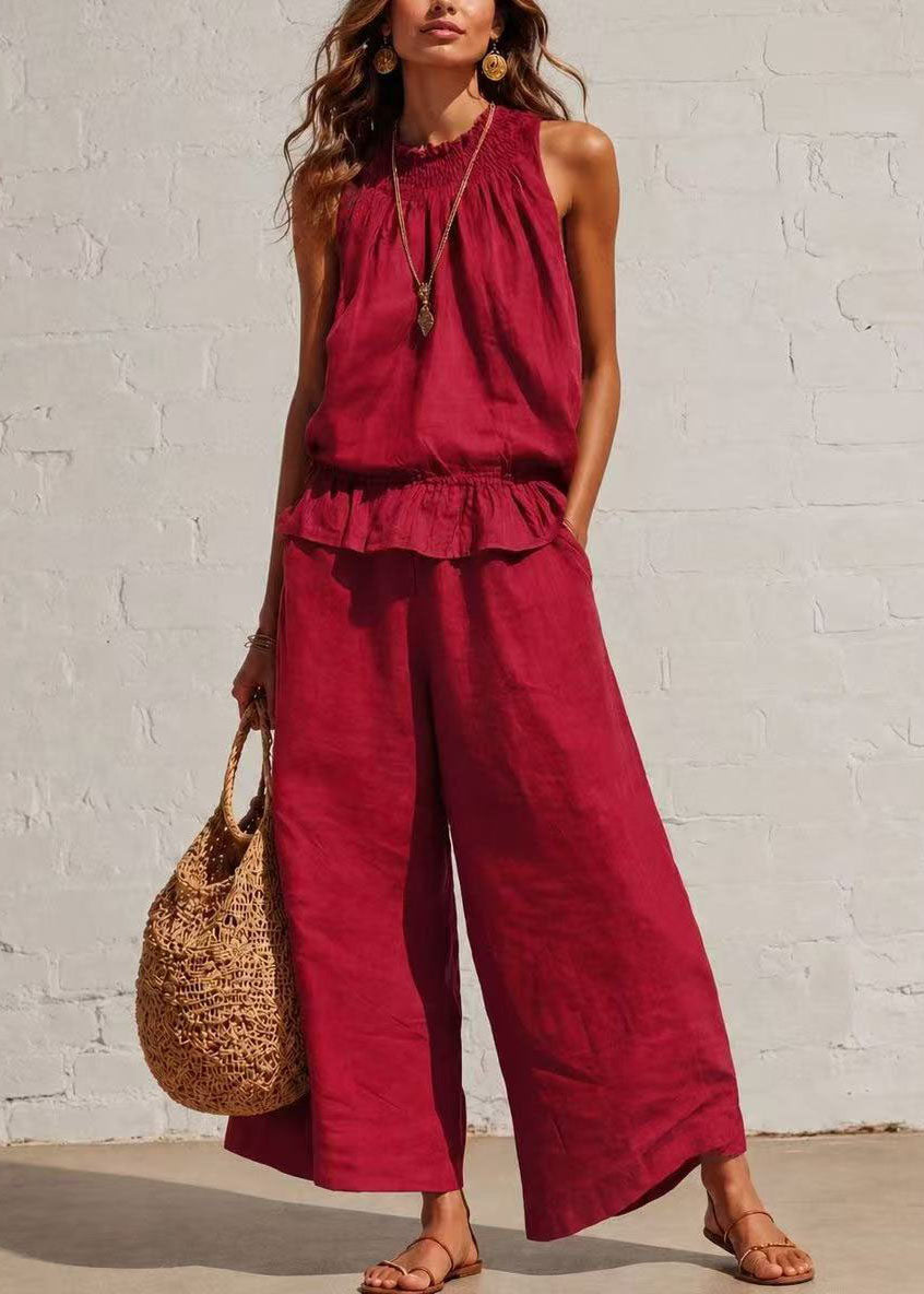 Dame To-delt Sett Cold Shoulder Casual Sommer Stil 1